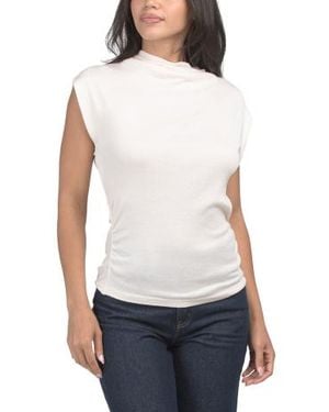 Marshalls Reese Mock Neck Power Shoulder Top For - White
