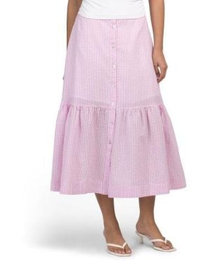Marshalls Cotton Blend Gingham Print Midi Skirt For - Pink