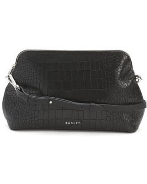 Marshalls Leather Liverpool Street Faux Croc Medium Zip Top Crossbody For - Black