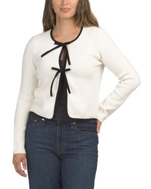 Marshalls Wool Blend Velvet Trim Bow Front Cardigan For - Natural