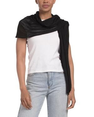 Marshalls Silk And Cashmere Blend Flat Jersey Oblong Wrap With Rolled Edges For - Black