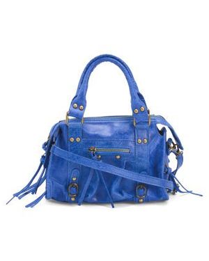 Marshalls Leather Mini Zip Satchel With Brush Finish For - Blue