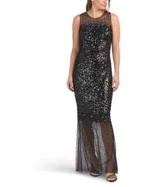 Marshalls Candice Illusion Neck Gown For - Black