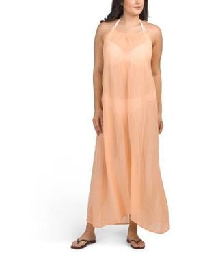 Marshalls Halter Neck Swim Cover-Up Maxi Dress For - Orange