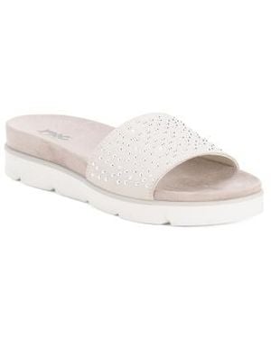 Marshalls Leather Slide Flat Sandals For - White