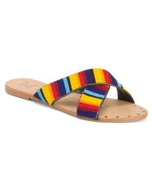 Marshalls Leather Beaded Sandals For - Blue