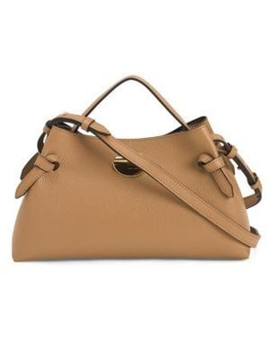 Marshalls Leather East West Side Bow Large Satchel For - Metallic