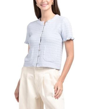 Marshalls Short Sleeve Crew Neck Button Up Cardigan For - Blue