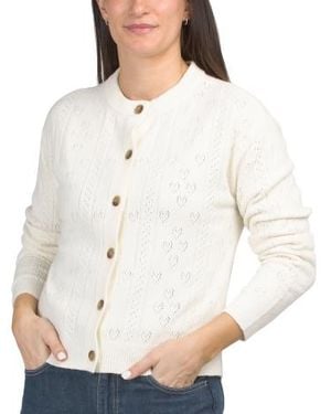 Marshalls Long Sleeve Pointelle Knit Cardigan For - White