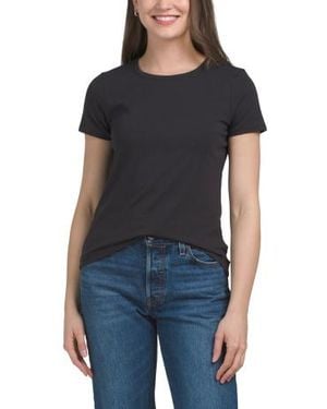Marshalls Pima Cotton Blend Short Sleeve Jersey Crew Neck Top For - Black