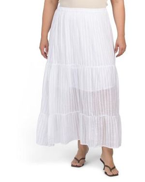 Marshalls Plus Gauze Textured Tiered Skirt For - White