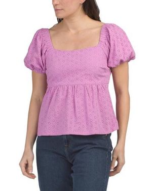 Marshalls Eyelet Baby Doll Top For - Purple