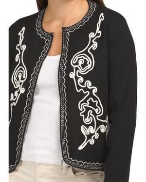 Marshalls Embroidered Front Boyfriend Cardigan For - Black