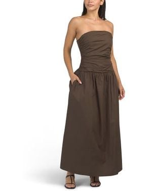 Marshalls Strapless Solid Midi Dress For - Brown