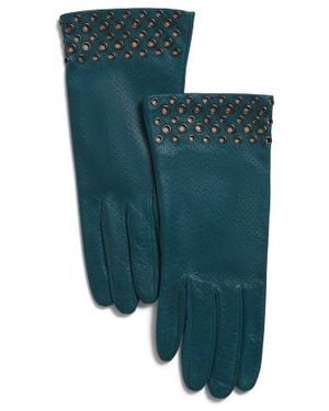 Marshalls Leather Px Gloves With Embellished Cuffs And Silk Lining For - Green
