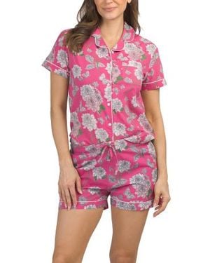 Marshalls Dahlia Top And Shorts Pajama Set For - Red