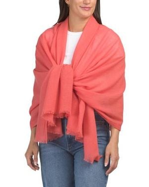 Marshalls Cashmere Pashmina Scarf With Eyelash Fringes For - Red