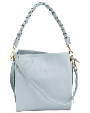 Marshalls Leather Braided Handle Satchel With Shoulder Strap For - Blue
