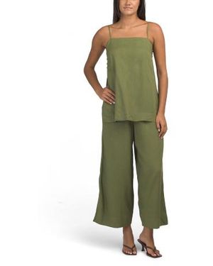 Marshalls Linen Blend Top And Pants Set For - Green