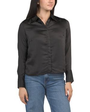 Marshalls Satin Button Down Shirt For - Black