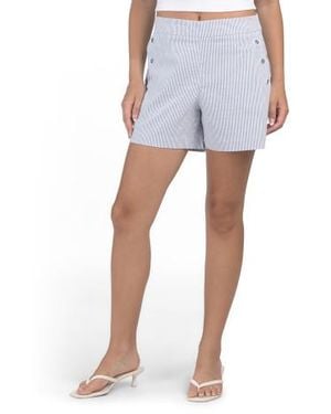 Marshalls Seersucker Super Stretch Pull On Shorts With Sailor Buttons For - Blue