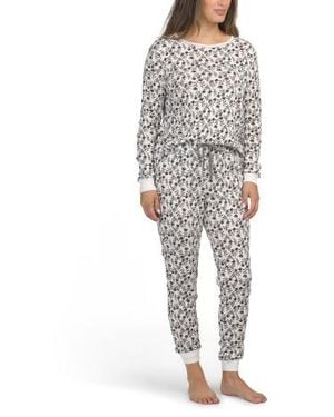 Marshalls Organic Cotton Sweet Pointelle Knit Pajama Top And Pants Set For - Gray