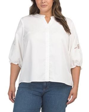 Marshalls Plus Button Front Tunic Style Blouse For - White