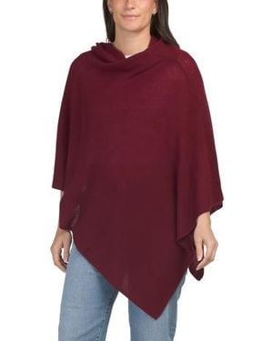 Marshalls Cashmere Cowl Neck Poncho With Crochet Edges For - Red