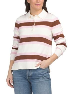 Marshalls Stripe Long Sleeve Sweater Polo T-Shirt For - Multicolor