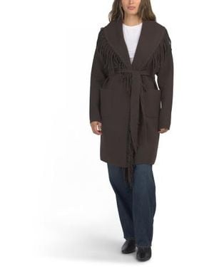 Marshalls Eyelash Finish Fringe Wrap Coatigan For - Black