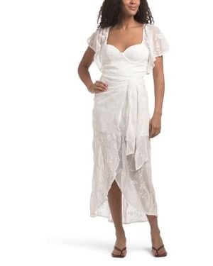Marshalls Aphrodite Molded Bust Angel Sleeve Midi Dress For - White