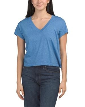 Marshalls Supima Cotton Harlan Cropped V-Neck T-Shirt For - Blue