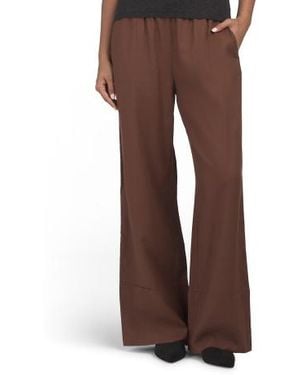 Marshalls Linen Blend Tie Waist Pants With Tall Cuffs For - Brown