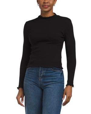 Marshalls Long Sleeve Scalloped Edge Knit Top For - Blue