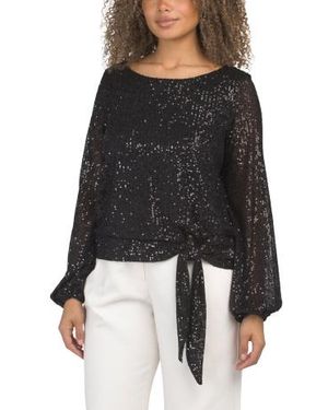 Marshalls Woven Sequin Embellished Top For - Black