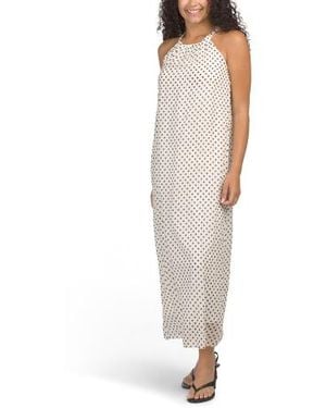 Marshalls Silk Blend Halter Polka Dot Maxi Dress For - White