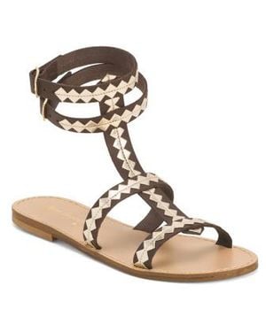 Marshalls Leather Cage Sandals For - Metallic