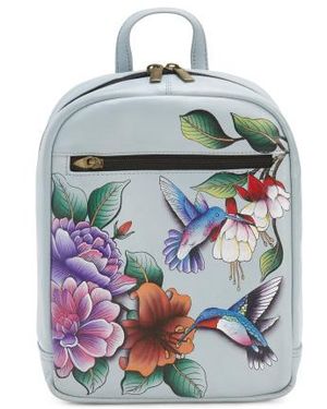 Marshalls Leather Medium Hand-Painted Garden Jewels Backpack For - Gray