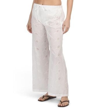 Marshalls Linen Blend Tennis Racquet Eyelet Cover-Up Pants For - White