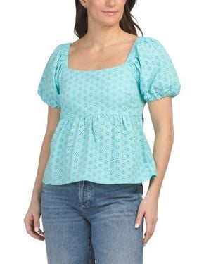 Marshalls Embroidered Eyelet Babydoll Top For - Blue