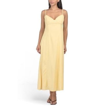 Marshalls Linen Blend Beaded Detail Maxi Dress For - Yellow