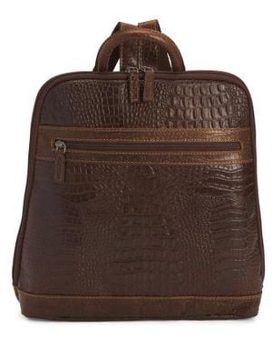 Marshalls Leather Adele Hornback Croc Embossed Hand Stained Backpack For - Brown