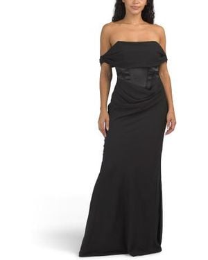 Marshalls Off The Shoulder Mixed Media Corset Gown For - Black