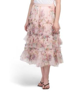 Marshalls Tiered Floral Maxi Skirt For - Pink