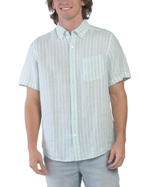 Marshalls Linen Crepe Myrtle Striped Sports Shirt - Blue