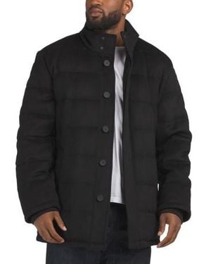 Marshalls Wool Blend Textured Padded Jacket For - Black