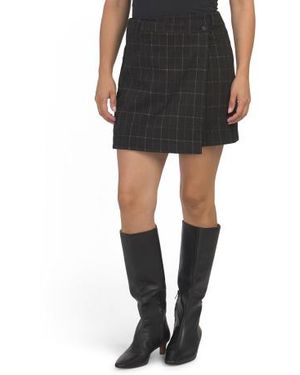Marshalls Plaid Faux Wrap Mini Skirt For - Black