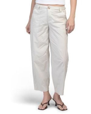 Marshalls Poplin High Rise Barrel Leg Pants With Patch Pockets For - Gray