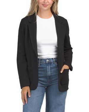 Marshalls Long Sleeve Fleece Lined Blazer With Patch Pockets For - Black