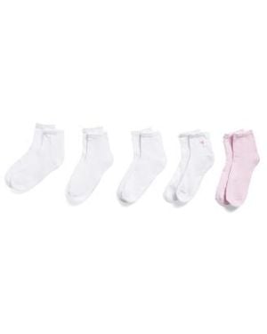 Marshalls 5Pk Half Cushion Textured Ankle Socks For - White
